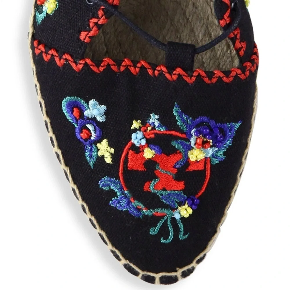 New Tory Burch Sonoma Lace up Embroidered Gillie Espadrille size 7 - Picture 9 of 10